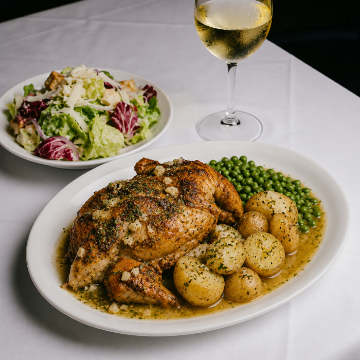 Brick Chicken Vesuvio Special