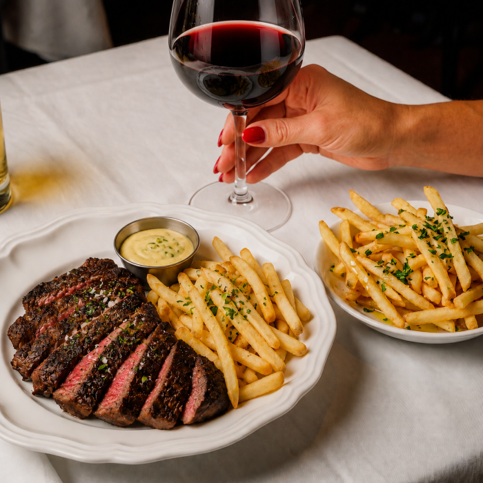 Steak Frites Special with Wine